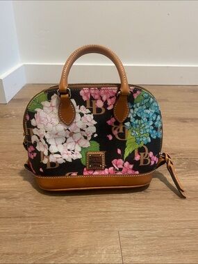Dooney & Bourke Floral Logo Mini Dome Satchel - Brown, Pink, Blue